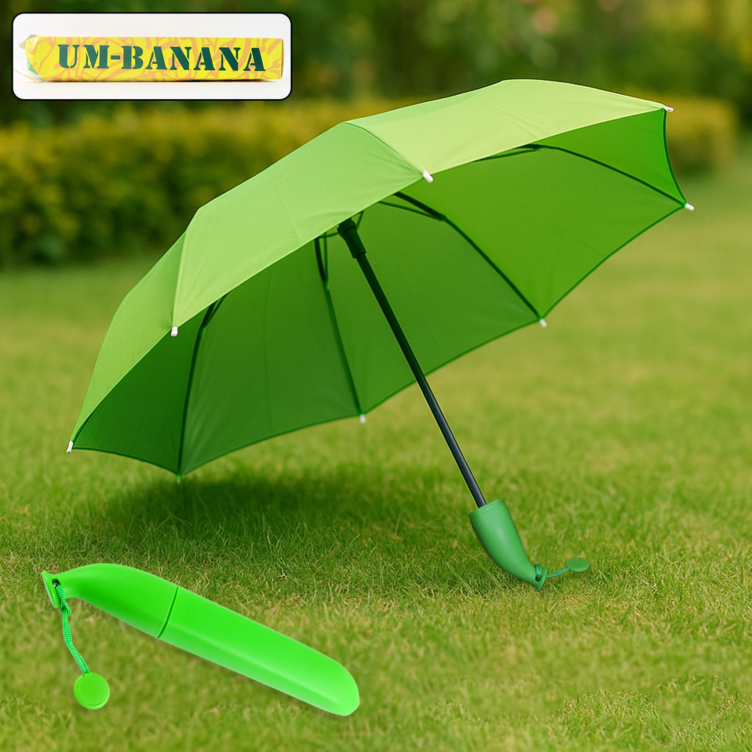 Green Stylish Banana Shaped Mini Foldable Umbrella Green Stylish Banana Shaped Mini Foldable Umbrella